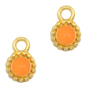 Metall Anh&auml;nger DQ 8mm Gold-neon orange (Nickelfrei)