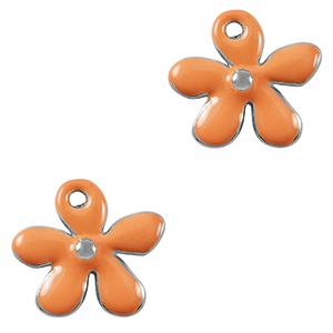 Metall Anh&auml;nger DQ Blume Antik silber-orange (Nickelfrei)