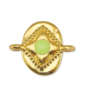 Metall Anh&auml;nger DQ Zwischenst&uuml;ck oval Lime Yellow-Gold (Nickelfrei)