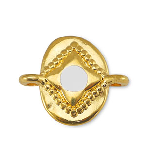 Metall Anh&auml;nger DQ Zwischenst&uuml;ck oval Off White-Gold (Nickelfrei)