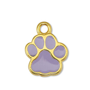 Metall Anh&auml;nger DQ Hund Pfote Lilac-Gold (Nickelfrei)