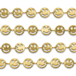 Stainless Steel - Rostfrei Stahl Schmuckzubeh&ouml;r Gliederkette Smiley Gold