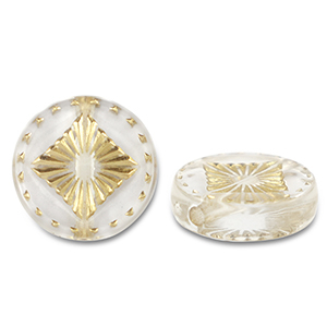 Acrylperlen Rund mit Viereck Transparent-gold