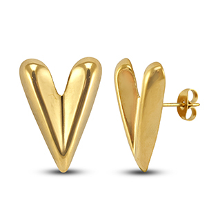 Ohrringe / Ohrstecker aus Stainless Steel - Rostfreiem Stahl Herz Gold