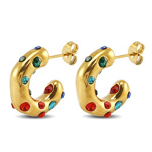 Ohrringe / Ohrstecker aus Stainless Steel - Rostfreiem Stahl Gold-red-blue-green