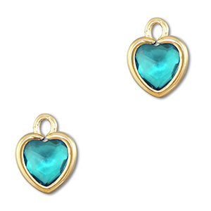 Anh&auml;nger Kristallglas Herz Aquamarine blue-gold