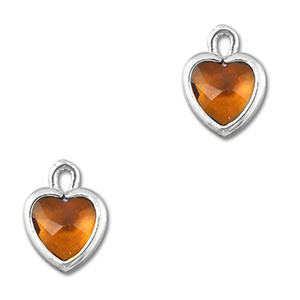 Anh&auml;nger Kristallglas Herz Orange brown-silver