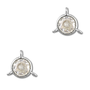 Kristallglas Zwischenst&uuml;cke Rund Transparent-silver