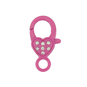 Farbiges Zubeh&ouml;r Karabinerverschluss Herz Magenta pink