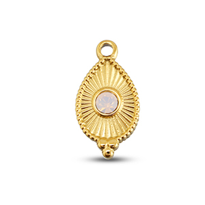 BY31&reg; Stainless Steel - Rostfrei Stahl Anh&auml;nger Tropfenform Gold-soft pink opal