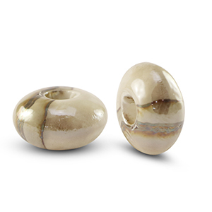 DQ Griechische Keramik Perlen Rondell Greige