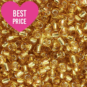 Glasperlen Rocailles 6/0 (4mm) Silverlined light yellow gold