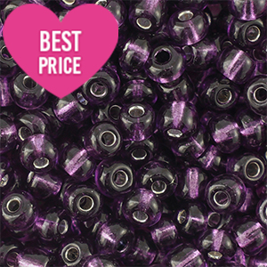 Glasperlen Rocailles 8/0 (3mm) Silverlined purple