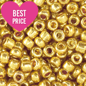 Glasperlen Rocailles 8/0 (3mm) Metallic shine gold