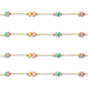 Stainless Steel - Rostfrei Stahl Schmuckzubeh&ouml;r Gliederkette Disc Gold-multicolour