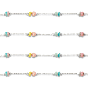 Stainless Steel - Rostfrei Stahl Schmuckzubeh&ouml;r Gliederkette Disc Silver-multicolour