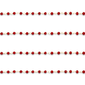 Stainless Steel - Rostfrei Stahl Schmuckzubeh&ouml;r Gliederkette Rund Gold-red