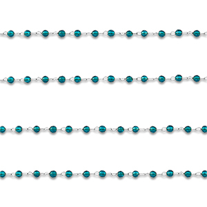 Stainless Steel - Rostfrei Stahl Schmuckzubeh&ouml;r Gliederkette Rund Silver-turquoise blue