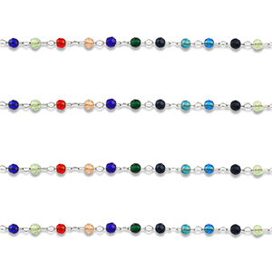 Stainless Steel - Rostfrei Stahl Schmuckzubeh&ouml;r Gliederkette Rund Silver-multicolour