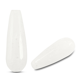 Naturstein Perlen Quarz Tropfen White