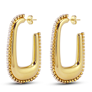 Ohrringe aus Stainless Steel - Rostfreiem Stahl Ohrstecker Oval Gold