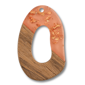 Holz Anh&auml;nger Irregular Orange transparent-gold-brown