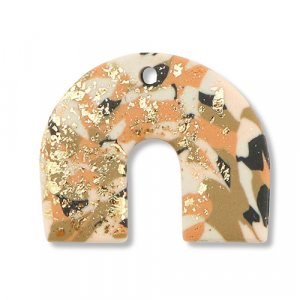 Polymer Anh&auml;nger Bogen Brown-pink-white-gold