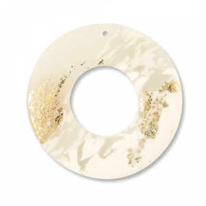 Polymer Anh&auml;nger Rund Off white-beige-gold