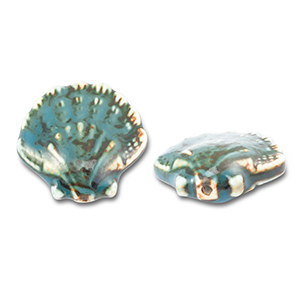 Anh&auml;nger Keramik Muschel Teal blue