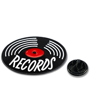 Anstecker LP "Records" Black-white-red