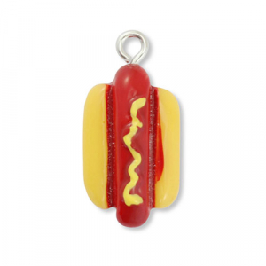 Resin Anh&auml;nger Hot Dog Dark red-yellow