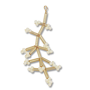 Anh&auml;nger Glasperlen Blume Gold-off white