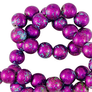 Perlen Keramik 6mm Metallic purple-blue
