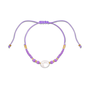 Trendy Armb&auml;nder Gemischte Perlen Purple-white-gold