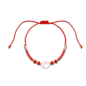 Trendy Fusskettchen Gemischte Perlen Red-white-gold
