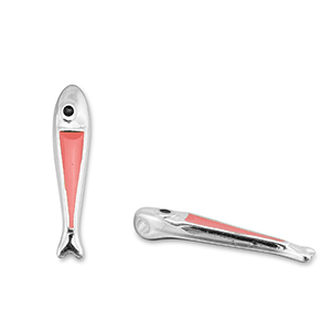 Metall Anh&auml;nger DQ Fisch Coral red-Antik silber (Nickelfrei)