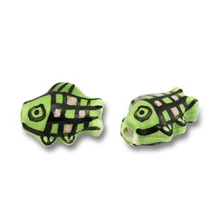 Perlen Keramik Fisch Light green-pink-black