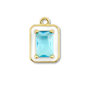 Brass TQ Metall Anh&auml;nger Rechteck Gold-white-light blue