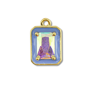 Brass TQ Metall Anh&auml;nger Rechteck Gold-blue-AB coating