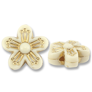 Acrylperlen Blume Off white-gold