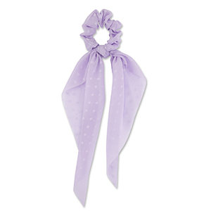 Scrunchie-Stoff Haargummi mit langem Band Dots Light purple