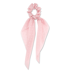 Scrunchie-Stoff Haargummi mit langem Band Dots Light peach pink