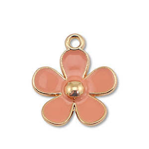 Metall Anh&auml;nger Enamel Blume Gold-terracotta rose