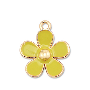 Metall Anh&auml;nger Enamel Blume Gold-yellow