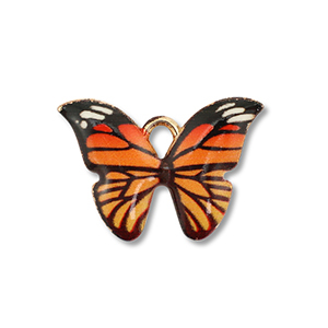 Metall Anh&auml;nger Enamel Schmetterling Gold-orange-black