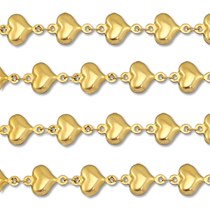 Stainless Steel - Rostfrei Stahl Schmuckzubeh&ouml;r Gliederkette Herz Gold