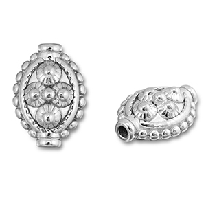 Stainless Steel - Rostfrei Stahl Perlen Oval mit Punkte Silver