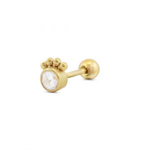 Ohrpiercing aus Stainless Steel - Rostfreiem Stahl Rund mit Kugeln Gold