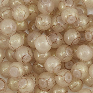 4 mm Glasperlen mit Glitzer Beige-gold