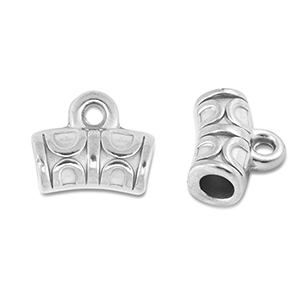 Stainless Steel - Rostfrei Stahl Perlen Tube mit &Ouml;se Silver